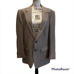 Joe Namath Suit Jacket Blazer Sport Coat Brown 44L workwear Vintage